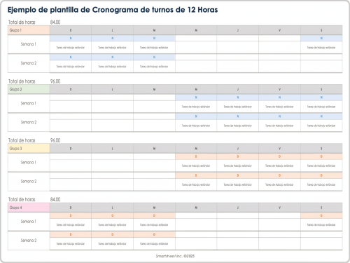 Plantillas gratuitas de turnos de trabajo: Todas las rotaciones, Todos ...