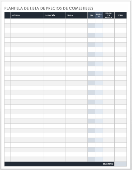 Plantillas De Lista De Precios Gratis | Smartsheet