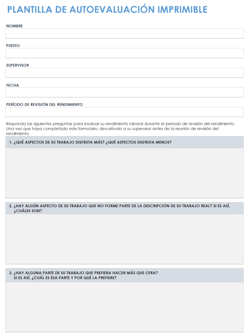 Plantillas gratuitas de autoevaluación | Smartsheet