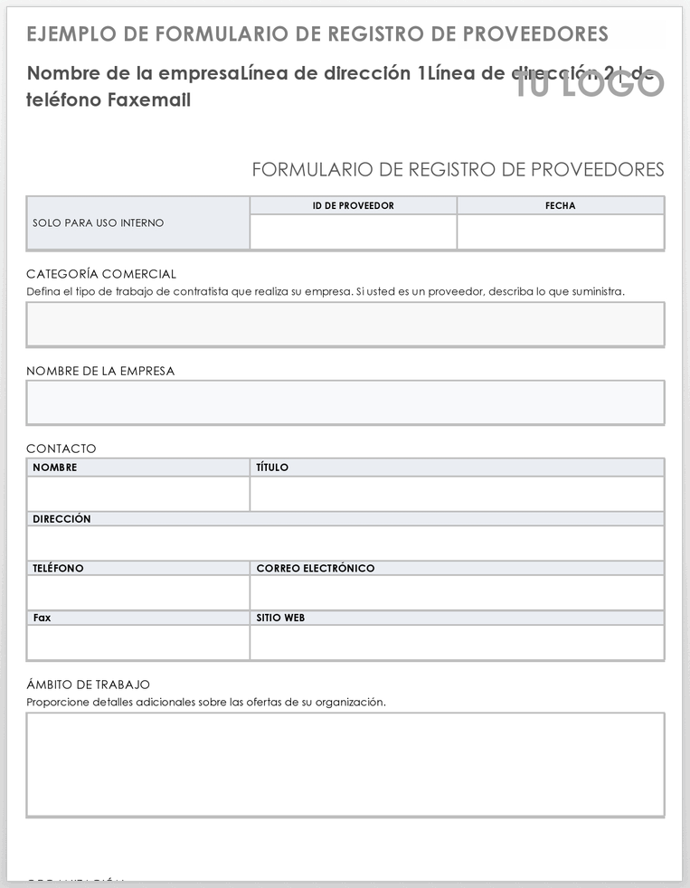 Formularios Gratuitos De Registro De Proveedores | Smartsheet