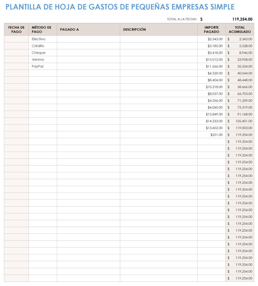 Plantillas Gratuitas De Informes De Gastos De Pequeñas Empresas ...