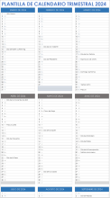  Plantilla de calendario trimestral 2024