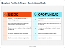 Ejemplo de plantilla simple de riesgos y oportunidades