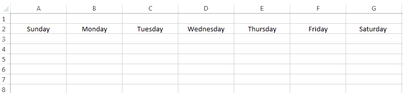 Calendar in Excel
